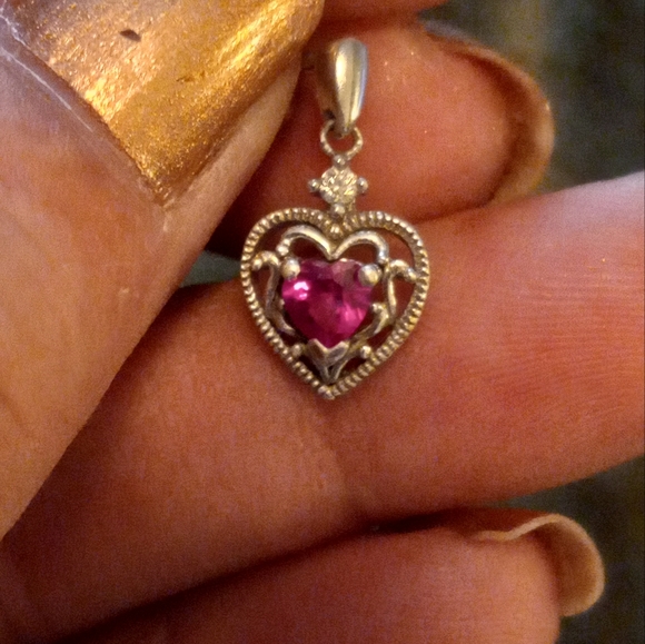 EUC Vintage Jewelili Sterling Silver w/ Created Ruby and Diamond Earrings - Picture 3 of 7